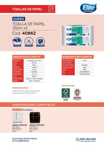 Toalla Classic 1 Hoja 250 Mt X 2 Rollos