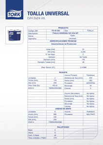 Toalla Papel Universal Doble Hoja 24 Mt 2 Rollos