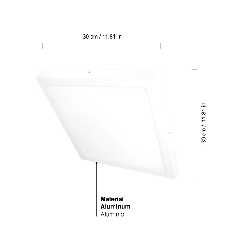 Panel LED cuadrado blanco de 30x30cm, 24W 1920Lumen Neutro Sobrepuesto Para Interiores