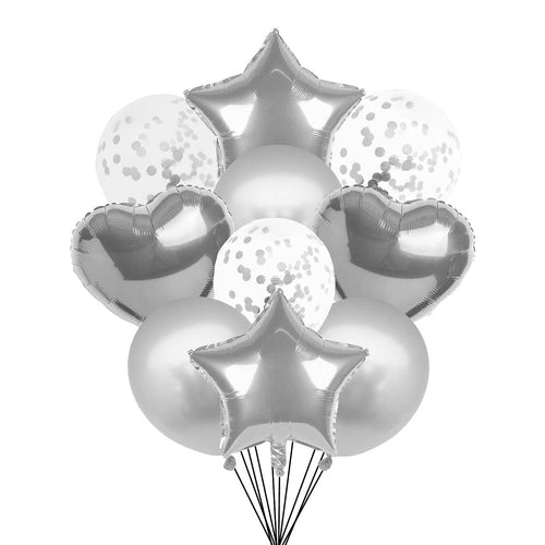 Set 10 Globos Color Plateado