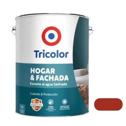 Esmalte al Agua Satinado Hogar y Fachada 1gln Rojo Colonial - Tricolor