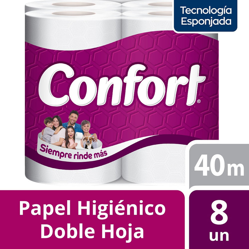 Papel Higiénico Doble Hoja 8 Rollos X 40 Mt