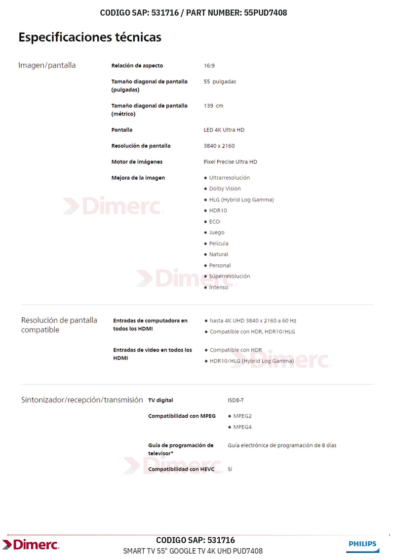 Smart Tv 55" Android 4K Uhd 55Pud7406