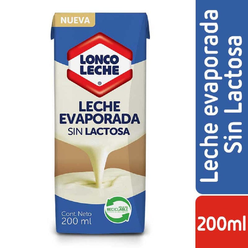 Leche Evaporada Sin Lactosa 200 Cc LONCOLECHE 