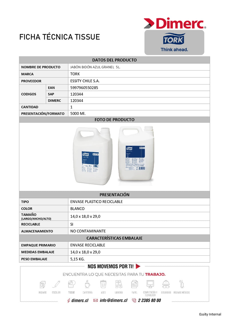 Jabon Bidon Azul Granel 5 lt 409840