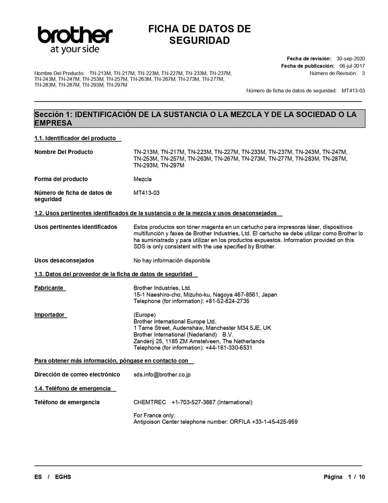 Tóner Tn217M Magenta 2300 Paginas