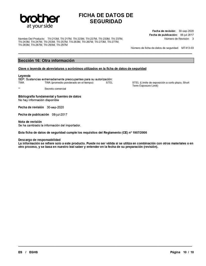 Tóner Tn217M Magenta 2300 Paginas