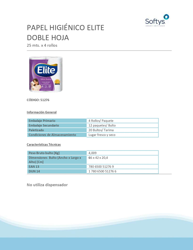 Papel Higiénico Ultra Doble Hoja 25 Mt 4 Un