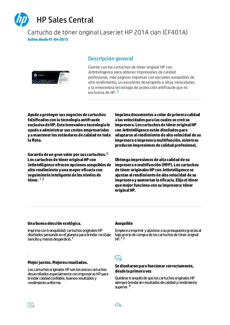 Tóner Cf401A 201A Cian 1400 Paginas