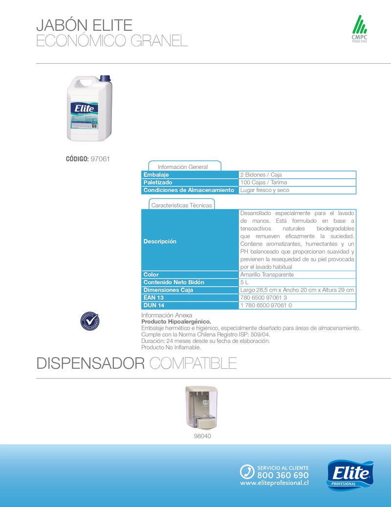 Jabon Liquido 5 Lt Granel 97061
