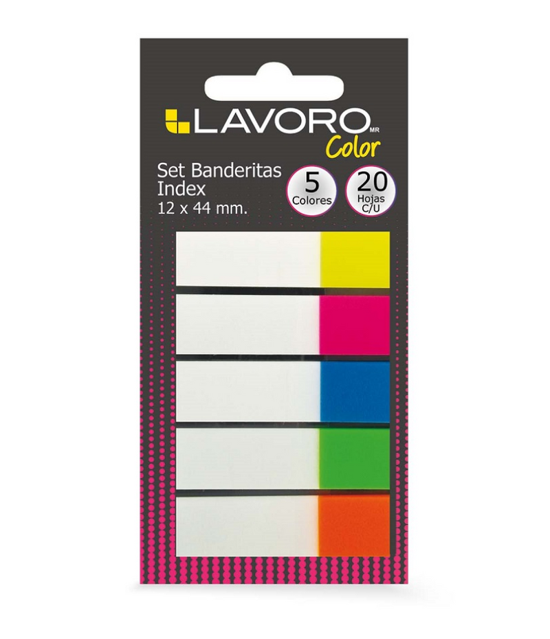 Set Banderitas Índex 12 mm X 44 mm 5 Colores 20 Hojas