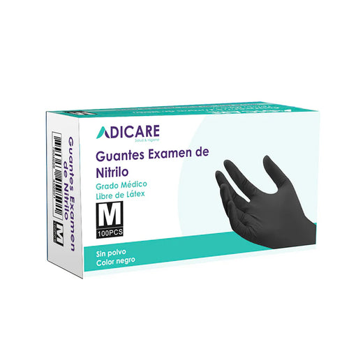 Guante Nitrilo Sin Polvo Negro Talla M 100 Un