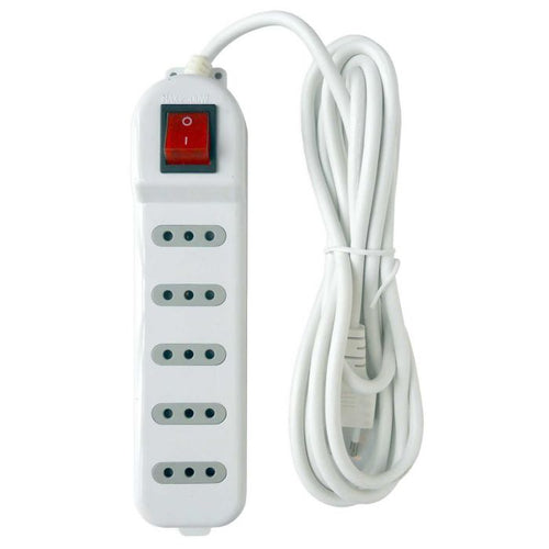 Alargador Eléctrico Blanco 5 Posiciones Con Switch 3 Mt