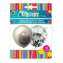 Globo Chrome +Confetti Estrella Plateado 12 Un
