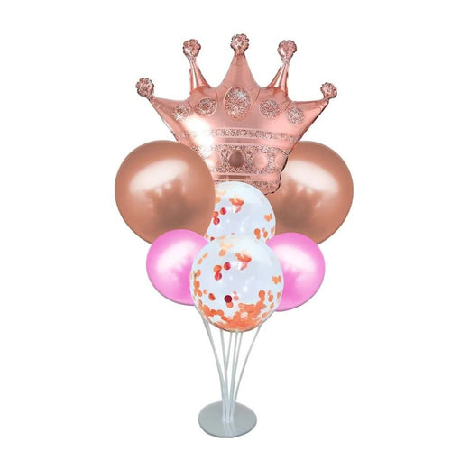 Set Pedestal 101Cm+7 Globos Corona Niña