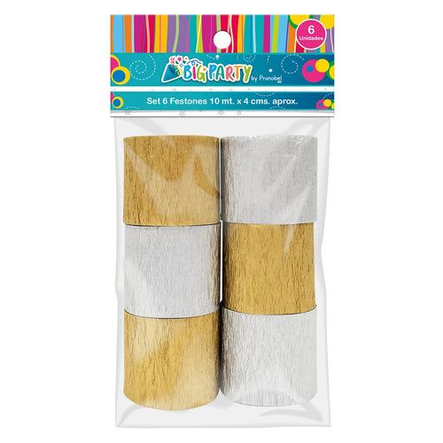 Set 6 Festón Dorado-Plateado