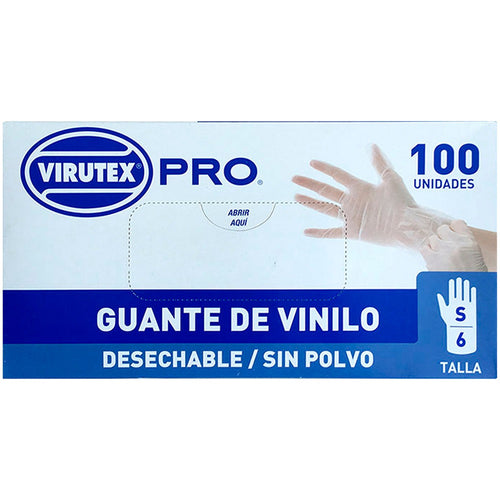 Guante De Vinilo Sin Polvo Desechable Incololoro Talla S 100 Unidades