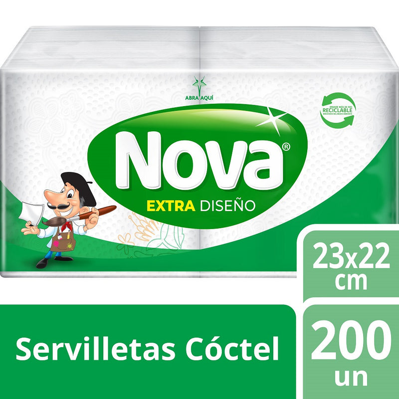 SERVILLETA COCTEL 200 UNIDADES 23X22 CM EXTRA DISENO
