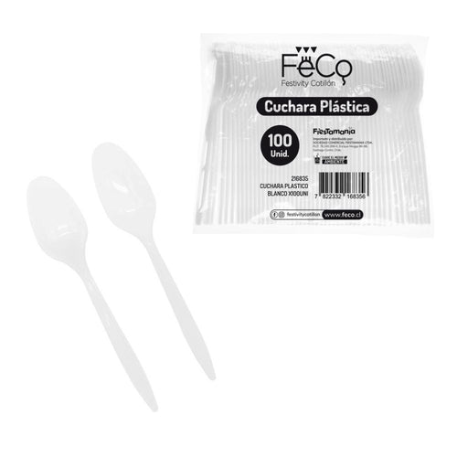 CUCHARA PLASTICO BLANCO X 100 UNIDADES