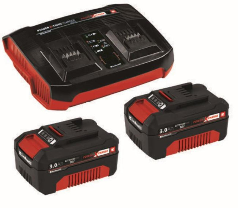Kit Inicio Cargador + batería 18V Power X-Change Twin Charger + 2*3,0Ah 