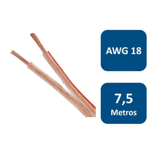 Cable para parlante 7.5mts AWG 18 