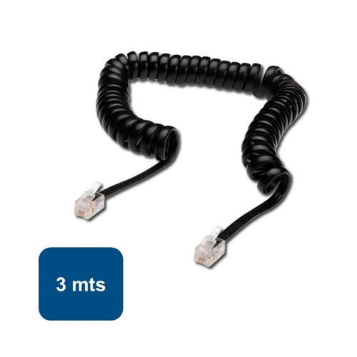Cable para auricular teléfono 3mts Negro 