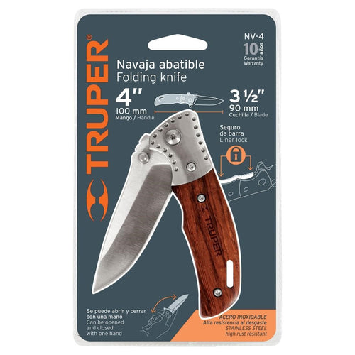 Cuchillo Navaja abatible mango madera  4"