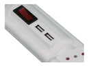 Alargador zapatilla con switch 5 posiciones + 2 usb Blanco 3mts 