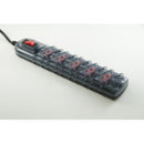 Alargador Zapatilla con switch 5 posiciones 3mts transparente Blanco/Gris