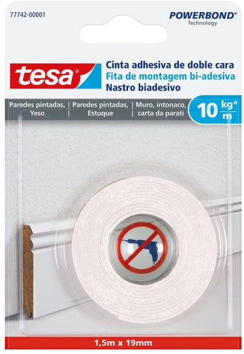 Cinta Doble Contacto Paredes Pintadas / Yeso 19mm x 1.5mts / 10kg/mt