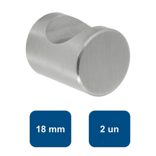 Tirador para Mueble Cilindrico Acero 18mm 2un. 