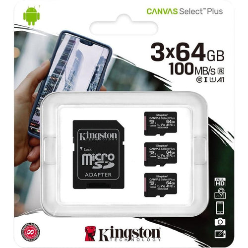 MicroSD XC UHS-1 Cat 10 Canvas Select Plus 64gb 3un. 