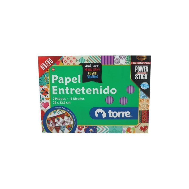 Carpeta Con Papel Entretenido 9 Pliegos 18 Diseños 25X32.5