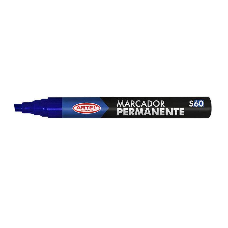 MARCADOR PERMANENTE S60 PUNTA BISELADA AZUL
