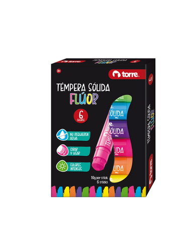 TEMPERA SOLIDA 6 COLORES FLUOR
