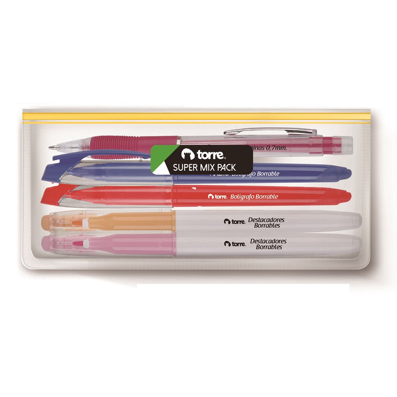 PACK ESCRITURA BORRABLE 2 DESTACADORES MAS 2 BOLIGRAFOS