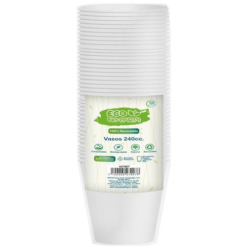 Vaso Blanco 8 Oz Plástico Eco 50 Un
